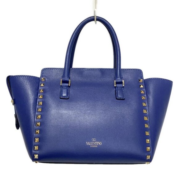 VALENTINOGARAVANI Rockstud Small Bag - Blue Leather Handbag 464-082925 - Picture 3 of 9